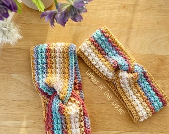 Rosalie twisted headband ear warmer in soft acrylic/cotton blend - mixed colours