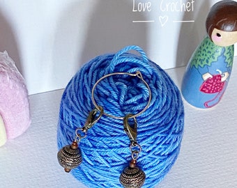 Set of 2 bronze bauble stitch markers for crochet or knitting charm