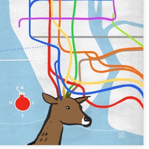 Weihnachts-Rentier-U-Bahn Karte Postkarten, Weihnachtskarten, Weihnachtskarten, Weihnachtskarten, festliche Grußkarten, Winter-Dankeskarten (Umschläge nicht enthalten)