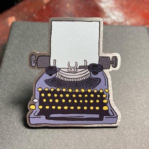 Vintage Style Typewriter Pin Made with Recycled Stainless Steel