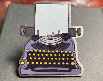 Vintage Style Typewriter Pin Made with Recycled Stainless Steel