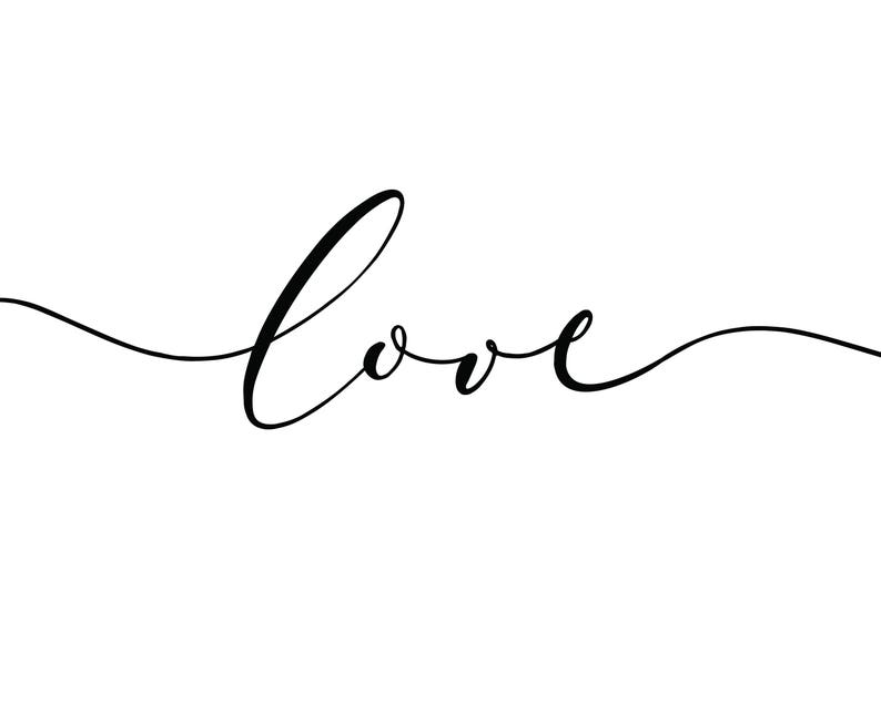Love Word Printable, Love Calligraphy Black and White Printable ...