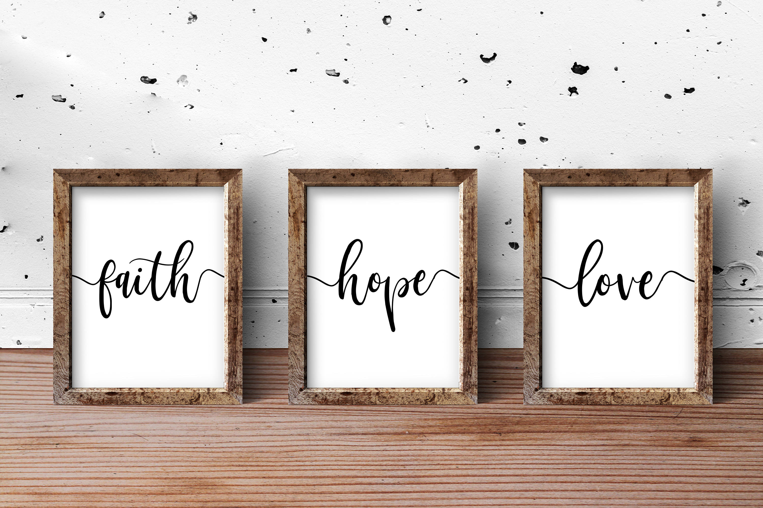 Faith Hope Love Printable Three Word Set Calligraphy Black Etsy