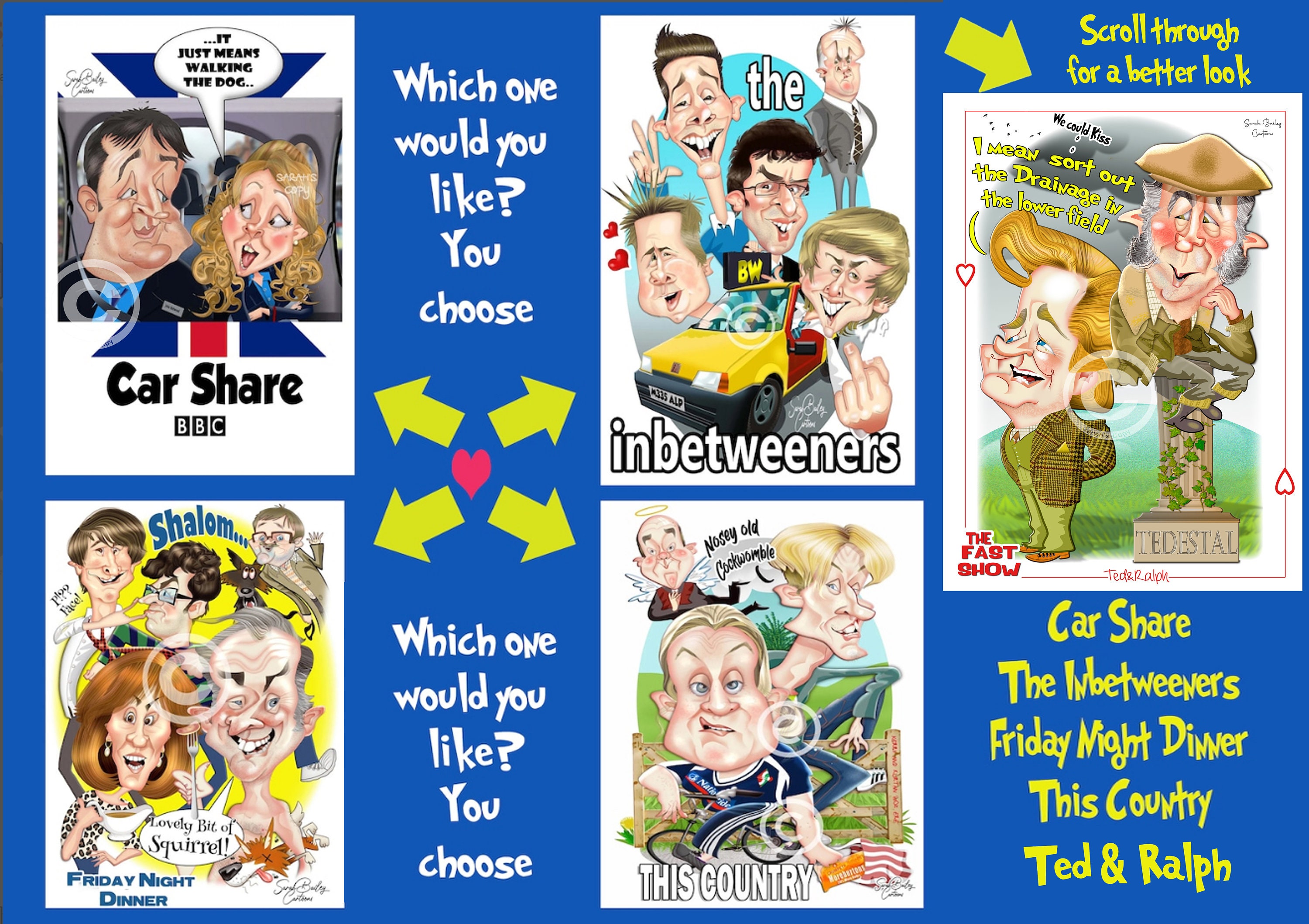 Sitcom Cartoons Including Car Share Inbetweeners Friday - Etsy UK Sitcom Cartoons Including Car Share Inbetweeners Friday - Etsy UK