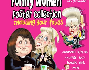 Sitcom Cartoons including Miranda, Vicar of Dibley, Victoria Wood and Patsy and Birds of a feather