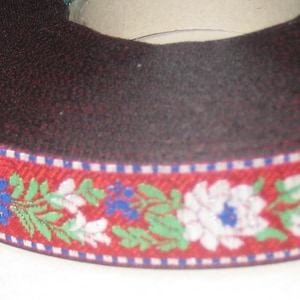 Vintage Français Jaquard Importé Tissé 7/8" Bordure de fleurs brodées vendu par la pièce de 10 Yard