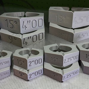 PAIR of exhaust pie cut jig template 1.5 inch up to 5 inch 9 and 15 degree for cutting by hand