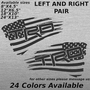 Pair of TRD tattered american flag decals single color ready to apply high quality