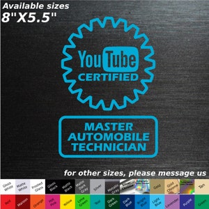 Youtube certified master automobile technician custom decal sticker tool box mechanic