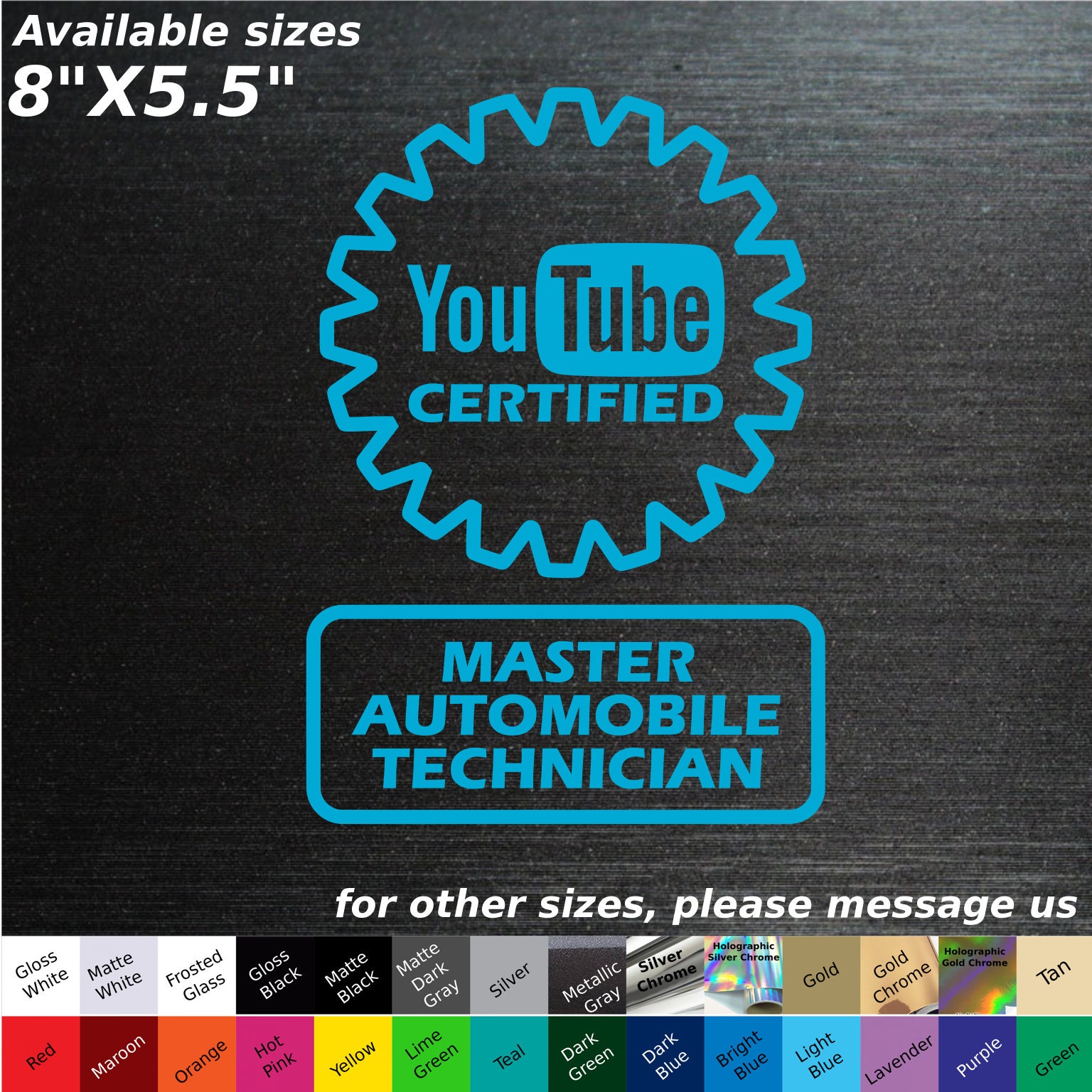 Youtube certified master automobile technician custom decal sticker tool box mechanic for sale  