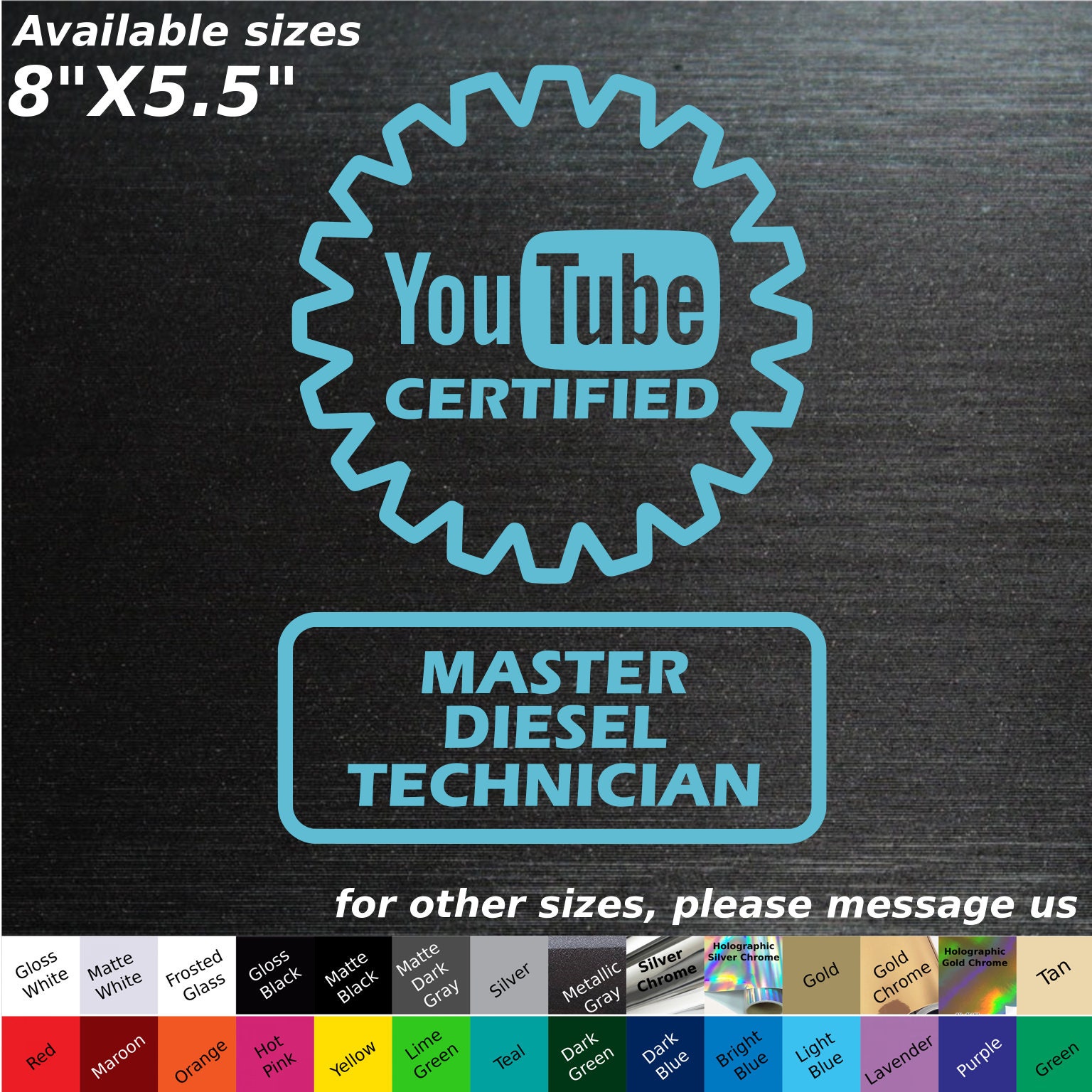 Youtube certified master Diesel technician custom decal sticker tool box mechanic for sale  