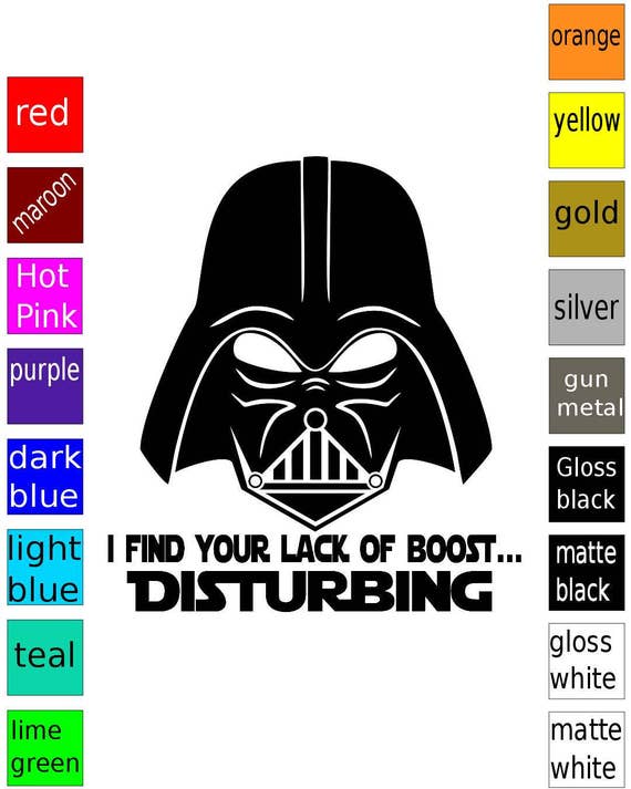Darth Vader Lack of Boost Decal Sticker Starwars Turbo Jdm  Etsy