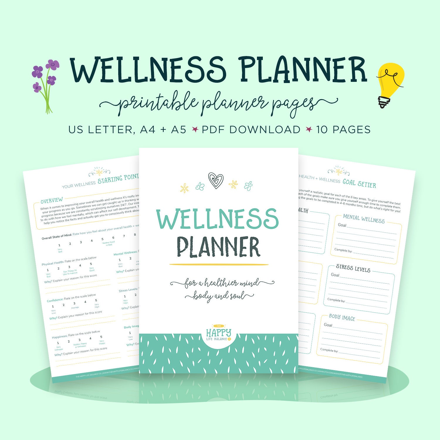 Wellness Planner Health Planner Goal Planner Wellness Etsy