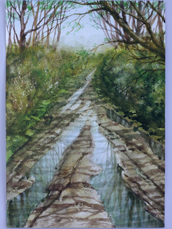 Landscape Aquarelle Original Watercolor Painting Art Nature Etsy