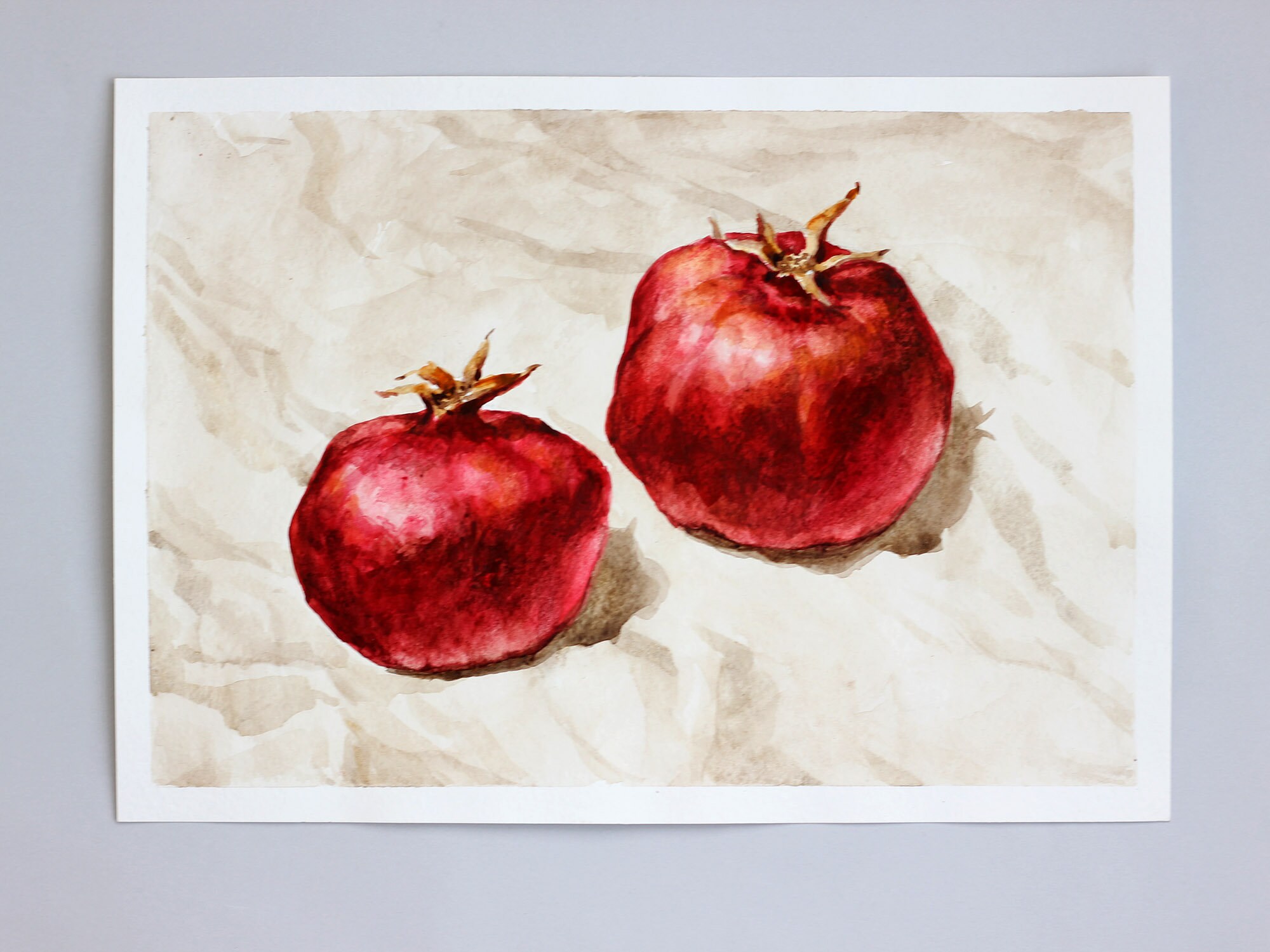 Set Of 2 Pomegranate Original Painting Watercolor Wedding Gift Etsy