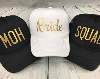 Bride Squad Hats / Bride Tribe Hats / Bachelorette Party / Bridal Party / Bride to Be / Bridemaids / Bridemaids Gifts