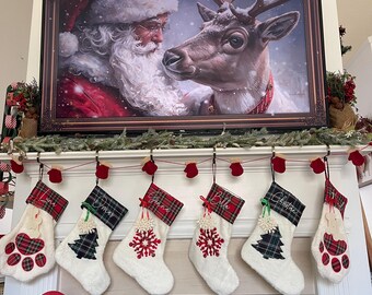SHIPS NEXT DAY / Pet Family Christmas Stockings / Matching Family Stockings / Dog Christmas Stocking / Cat Christmas Stocking / Sherpa