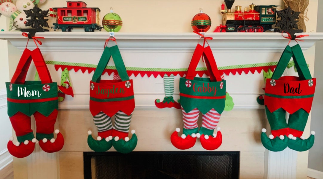 SHIPS NEXT DAY / Elf Family Stockings / Personalized Family Stockings / Elf Stockings / Matching Christmas Stockings / Family Stockings