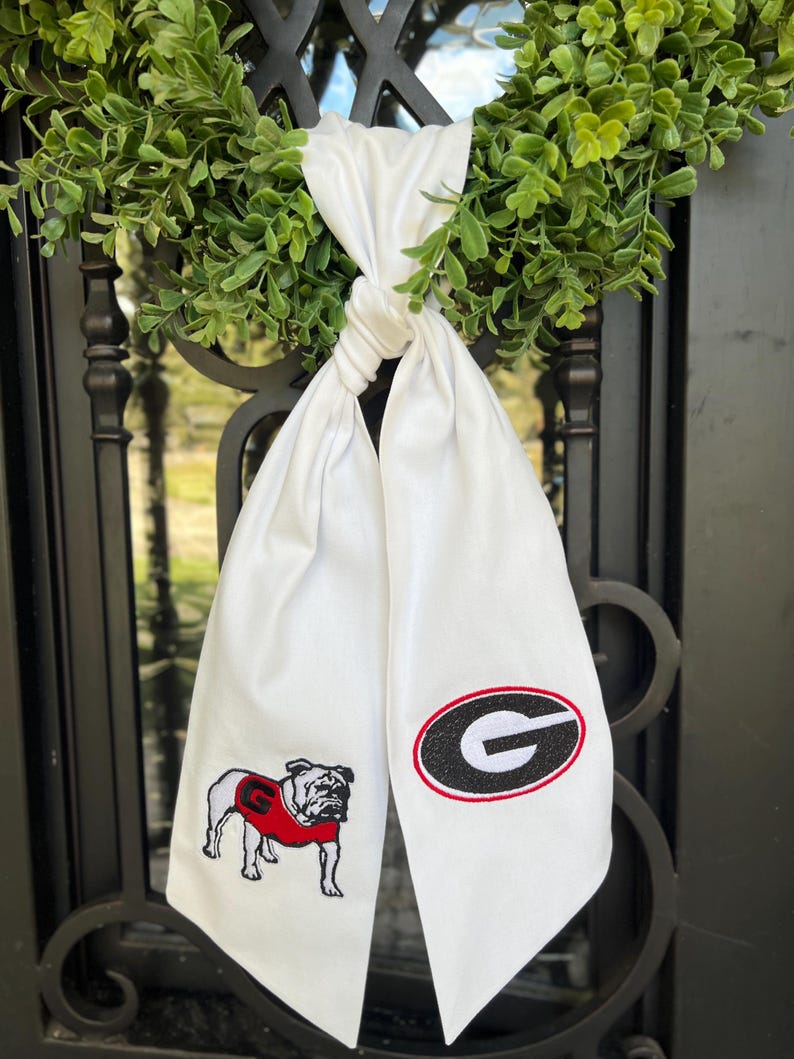 Georgia Bulldogs Wreath Sash | Embroidered UGA Game Day Door Hanger