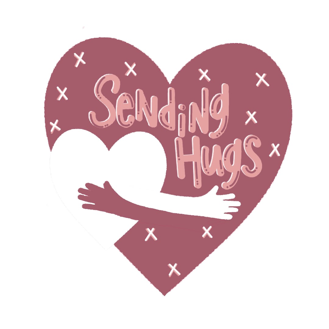 Hug Heart Sticker Sending Hugs - Heart Sticker Series - Etsy
