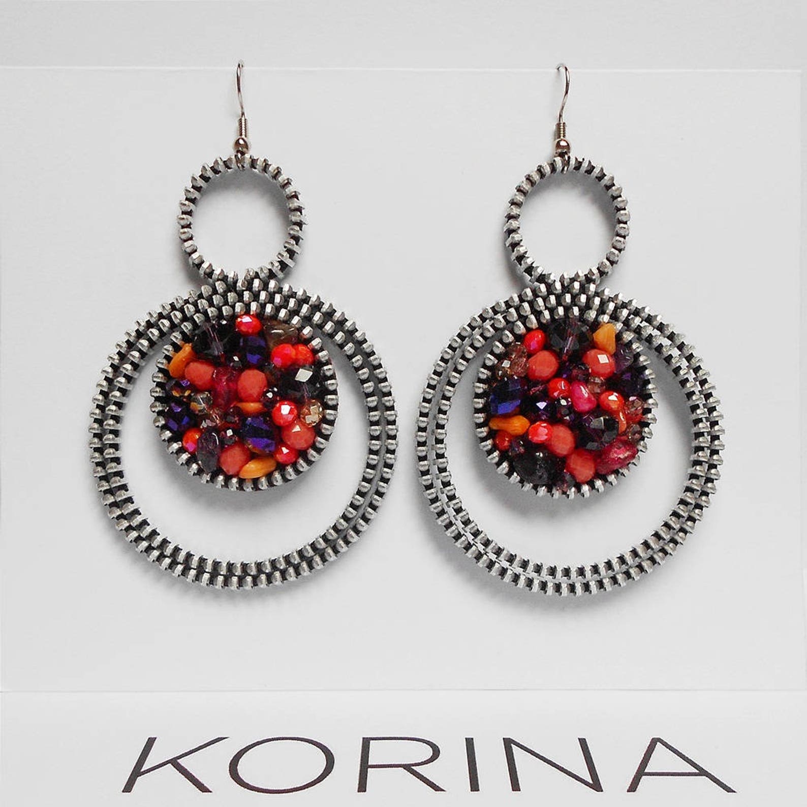 Colorful Zipper Earrings Large Zipper Earrings Modern Etsy