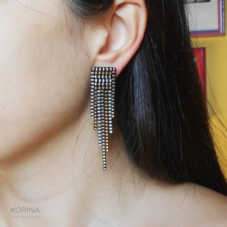 Long Zipper Earrings Elegant Earrings Modern Earrings Etsy