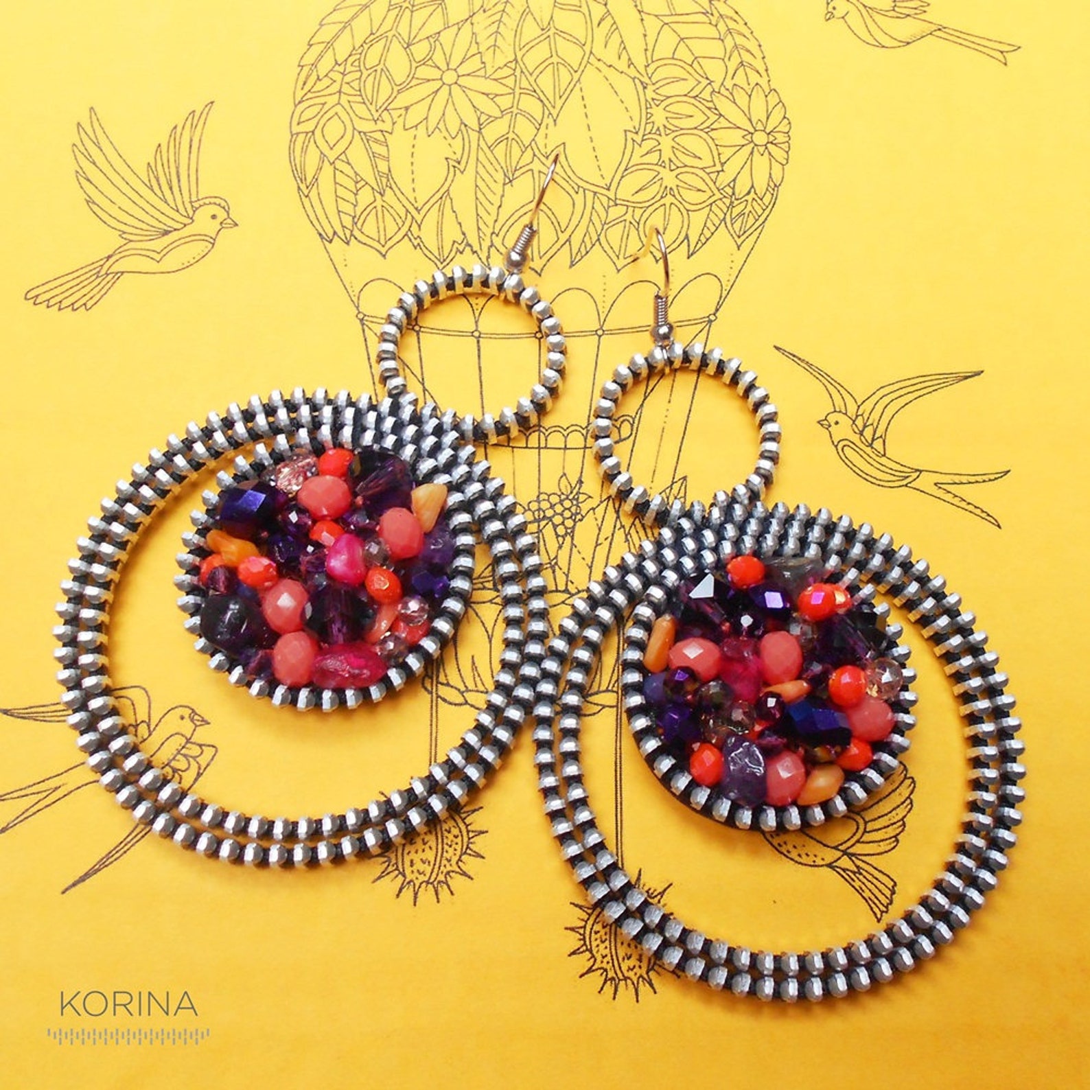 Colorful Zipper Earrings Large Zipper Earrings Modern Etsy