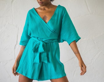 Wrap Jumpsuit Women/One Size Cotton Overalls/Short Jumpsuit/Jumpsuit Shorts/Summer Jumpsuit Shorts/Free Size Boho Jumpsuit/Bohemian Jumpsuit