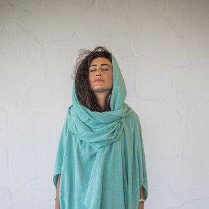 Raw Silk Kimono Hooded Boho Kimono Ceremony Clothing Shaman Kimono Bohemian Poncho Burning Man Hooded Kimono Hooded Poncho One Size Jacket