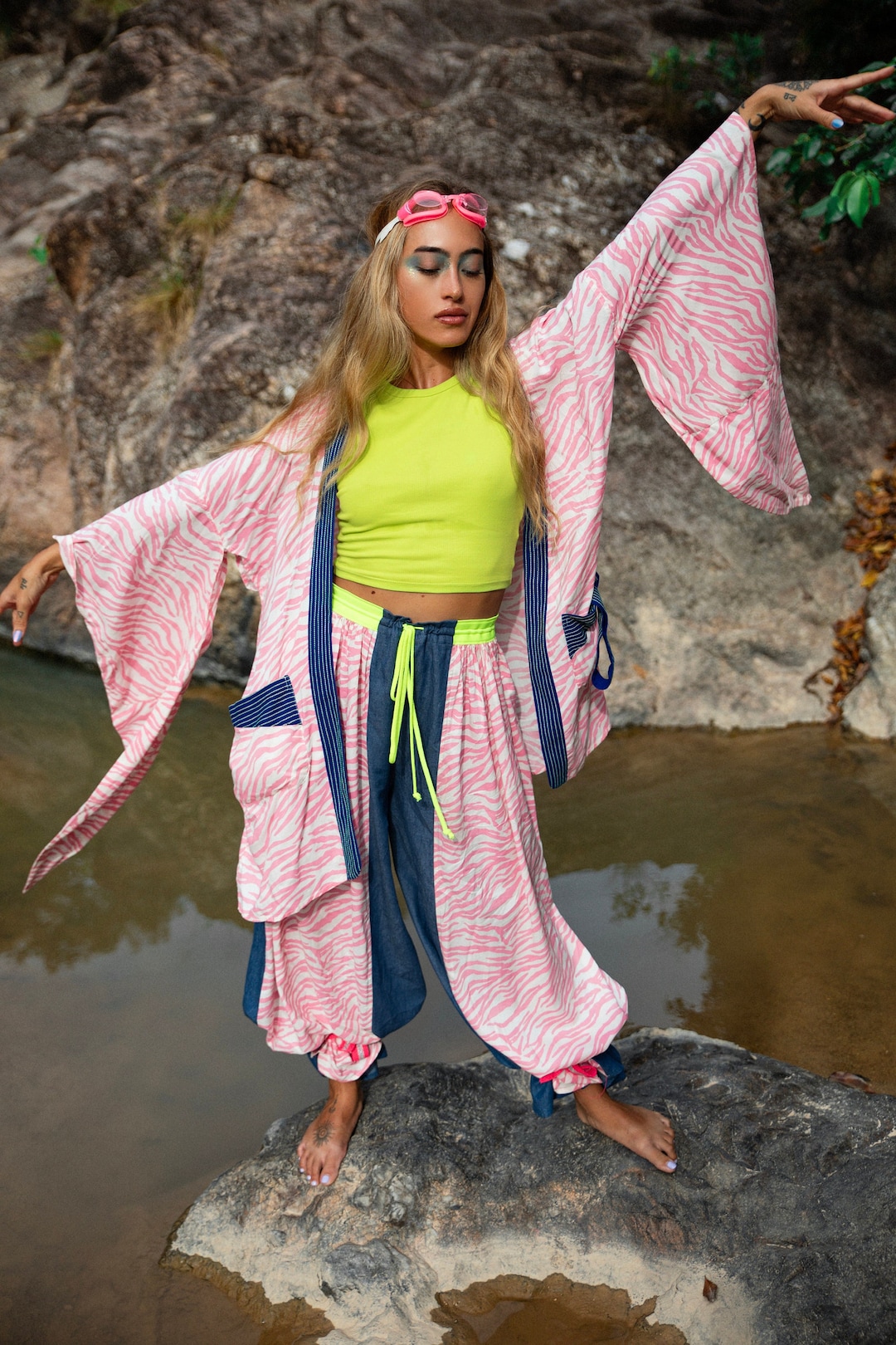 Festival Kimono Party Outfit Zebra Print Robe Funky Kimono Burning Man ...