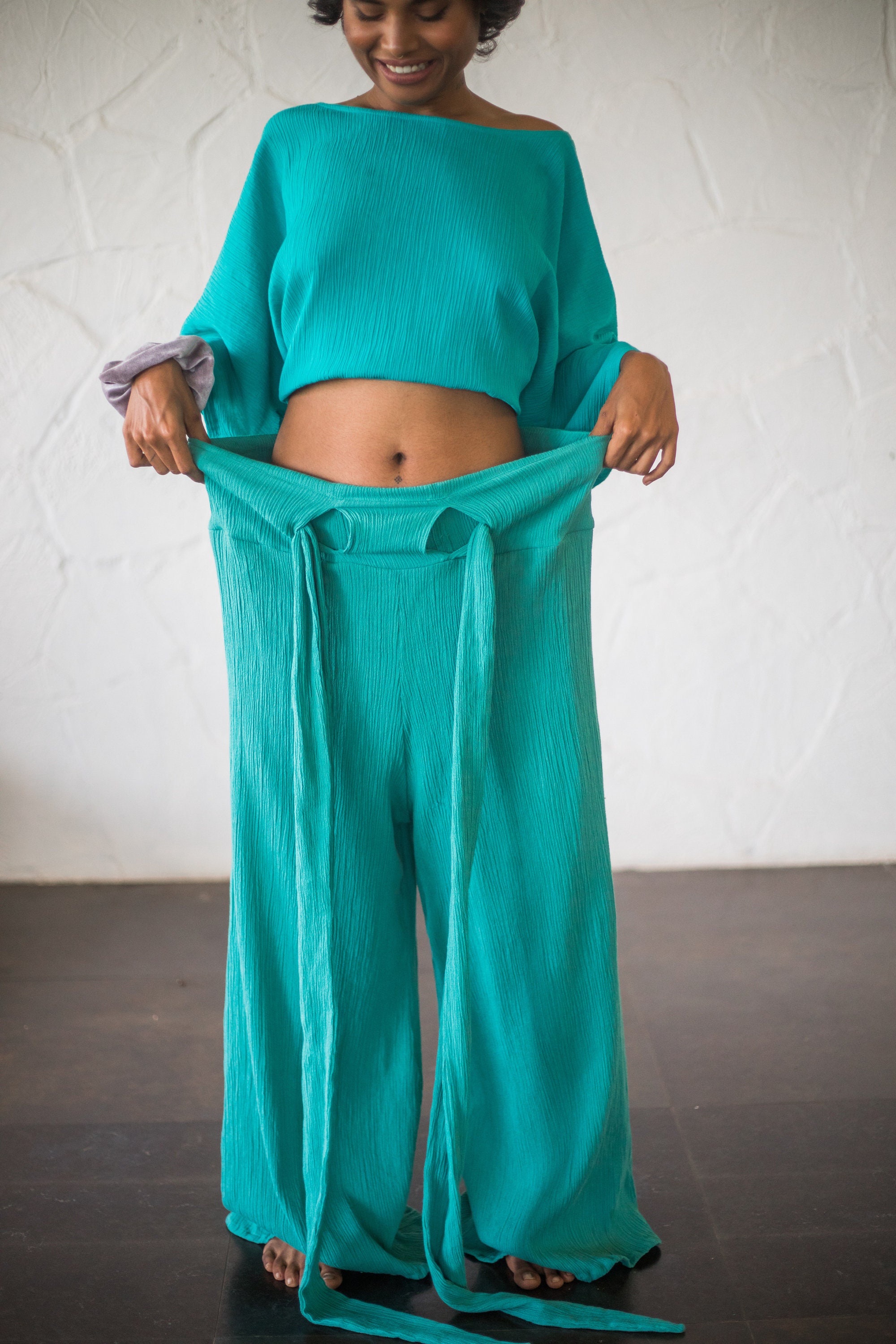 Summer Cotton Crop Top and Pants Set/one Size Summer Cotton Etsy