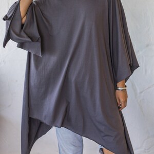 Organic Cotton Asymmetrical Oversize T-shirt Dress/Deconstructed Tshirt dress/One Size tshirt dress/Loose dress/Summer Dress/Free Size Dress image 10