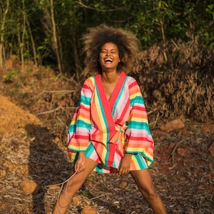 Festival Kimono/Pride Outfit/Pride Kimono/Party Kimono/Rainbow Kimono/Funky Kimono/Festival Robe/Burning Man Outfit/Lgbt Outfit
