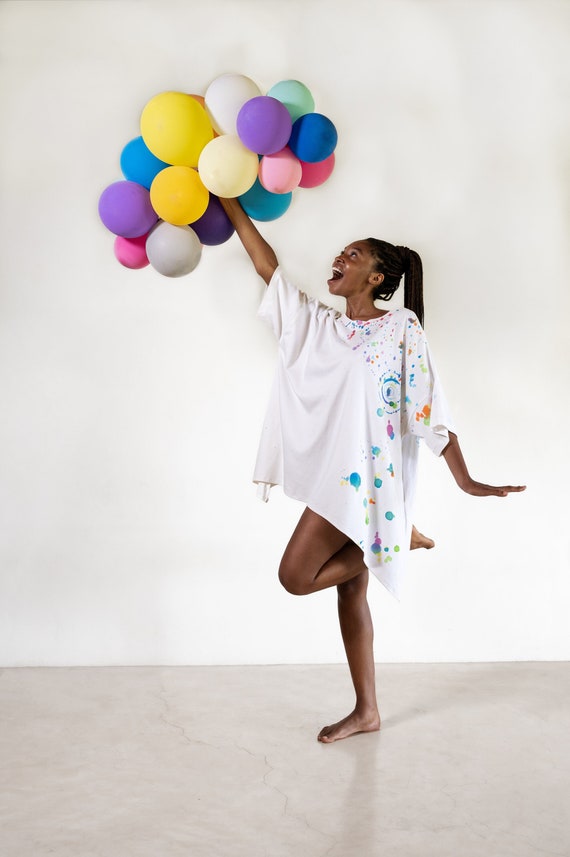 rainbow t shirt dress Oversized Asymmetrical Rainbow Tshirt Dress/ Spiral Tshirt Dress/ Oversized  Tee/ Rainbow Dress/ Rainbow Tshirt/ Cotton T-shirt Dress