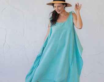 Summer Boho Dress/Free Size Kaftan/Summer Goddess Dress/Boho Kaftan/Raw Silk Kaftan/One Size Dress/Sleeveless Kaftan Dress/Half Sleeve Dress