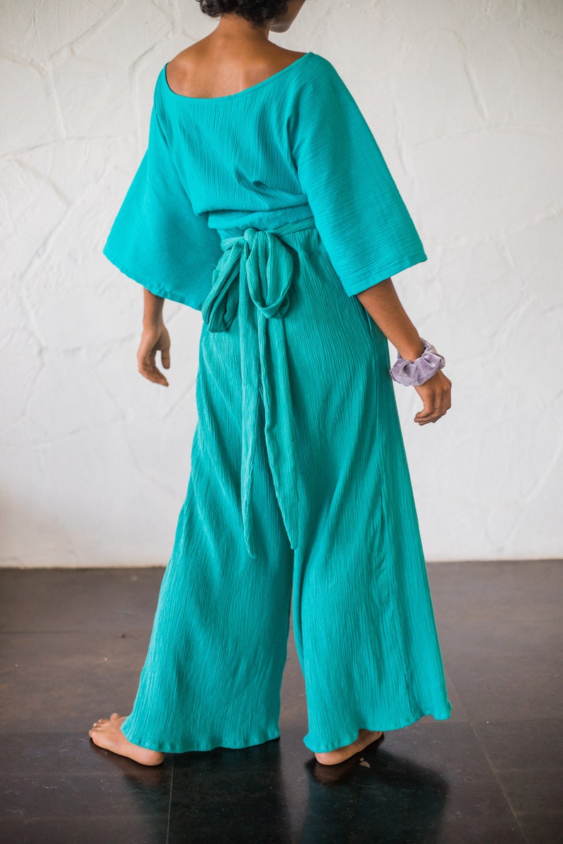 Summer Cotton Crop Top and Pants Set/one Size Summer Cotton Etsy