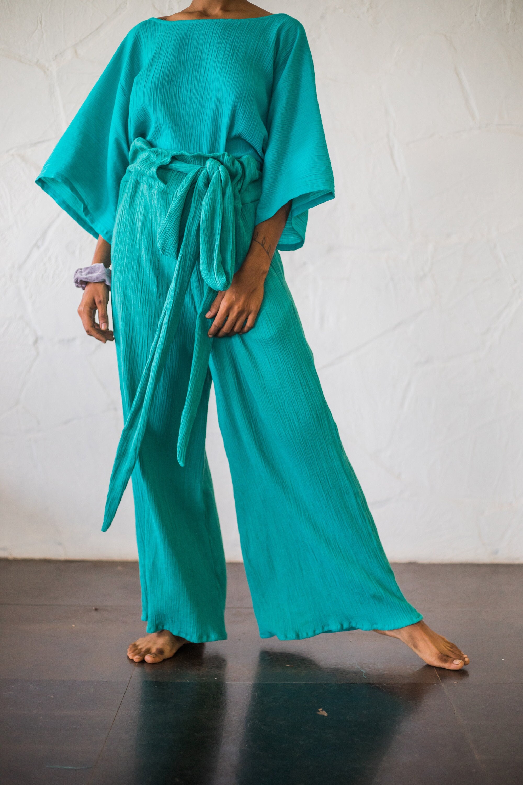 Summer Cotton Crop Top and Pants set/One Size Summer cotton Set/Boho pants set/Palazzo Set/High Waisted Pants Set/Summer Clothes Women