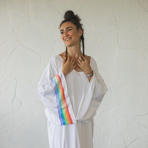 Rainbow Dress/Ceremony Dress/Ceremony Outfit/Ceremony Robe/Pride Outfit/Pride Dress/Goddess dress/One Size Boho Dress/Free Size Maxi Dress