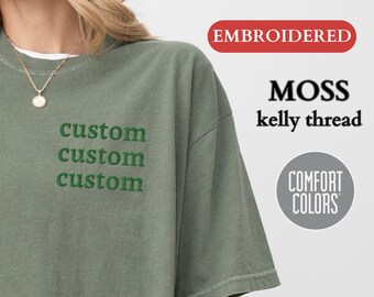 Personalized EMBROIDERED Comfort Colors Shirt, Custom T-Shirts, Embroidered Comfort Colors Tee, Custom Embroidery, Christmas Embroidery Gift