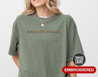 Comfort Colors® GEBORDUURD shirt bruidsmeisje, gepersonaliseerde shirts voor bruidsfeesten, gepersonaliseerd shirt voor bruidsmeisjes, cadeau voor bruidsmeisje