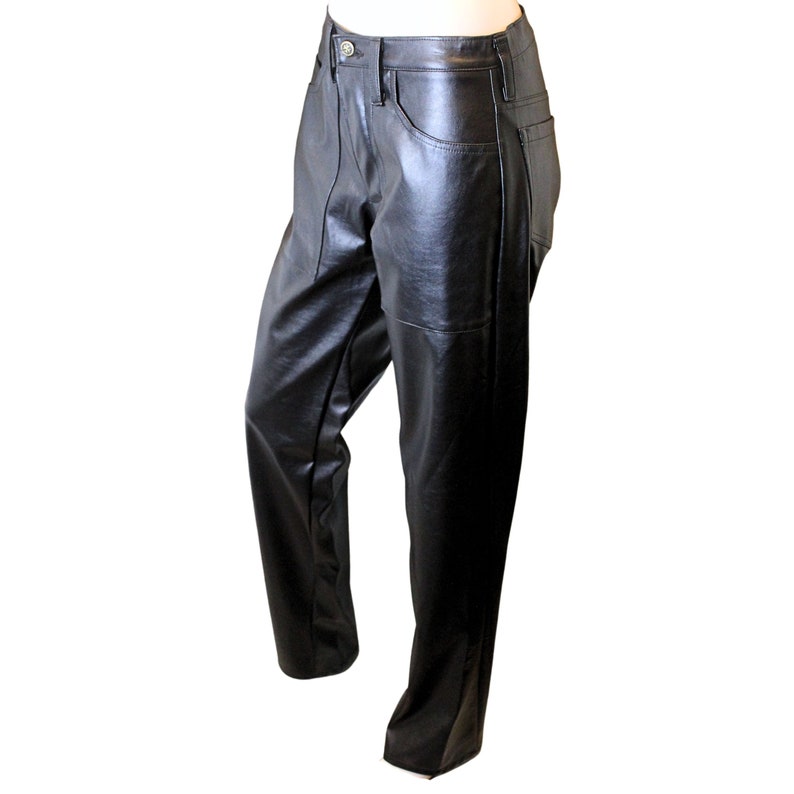 The VM Boot Cut Pants Black Vegan Slim Cut Faux Leather Pants Gothic ...