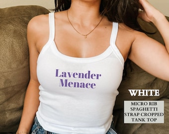 Camiseta del Orgullo Lésbico, Top Corto con Tirantes Finos y Color Lavanda, Camiseta Corta para la Fiesta del Orgullo Lésbico de Protesta Feminista, Regalo del Orgullo Lésbico para Ella