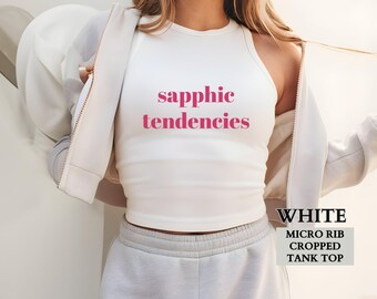 Camiseta de orgullo lésbico, divertida camiseta sin mangas corta con microcanalé de tendencias sáficas, camiseta sin mangas corta para fiesta del orgullo sáfico LGBTQIA+, regalo de orgullo lésbico para ella