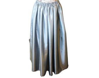 The VM Princess Skirt - Antique Blue Satin Renaissance Skirt, Gothic Long Maxi Skirt, Witchy Elastic Waist Skirt, Whimsigoth Christmas Gift