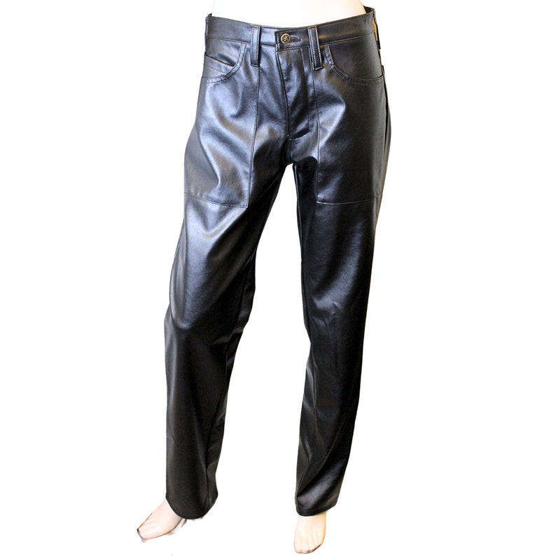 The VM Boot Cut Pants Black Vegan Slim Cut Faux Leather Pants Gothic ...
