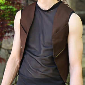 The VM Men&#39;s Sleeveless Mesh Top -  Black Mesh Sheer See Through Tank Top  Party Festival Rave Shirt Dance Wear Burning Man Mesh Clubwear