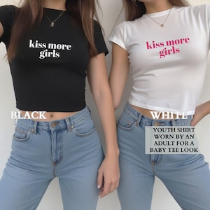 Lesbian Shirt, Kiss More Girls Lesbian Pride Baby Tee Shirt, Queer Pride Group Matching Shirts, LGTBQIA Gift for Her,WLW Gift for Girlfriend