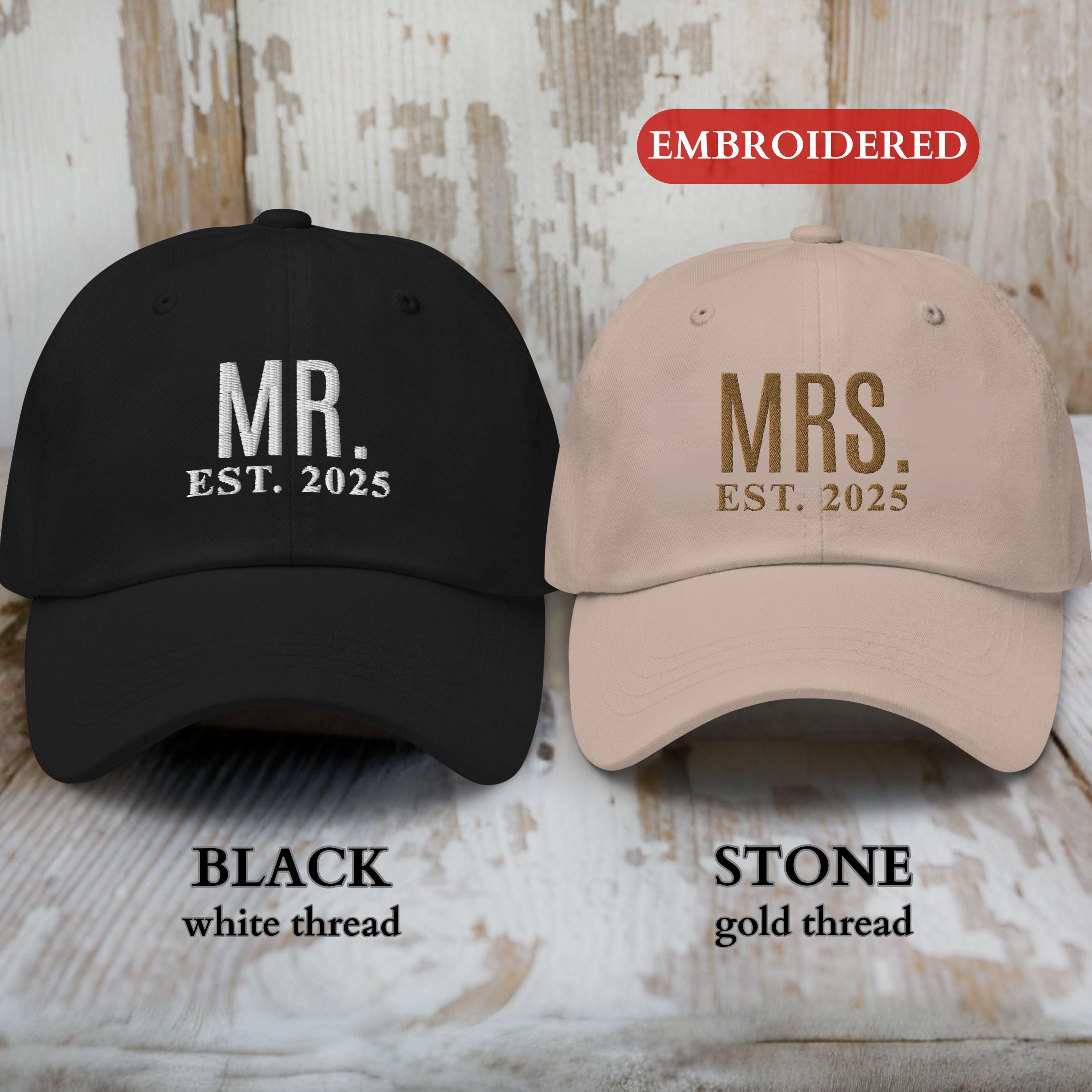 Personalized EMBROIDERED Mr and Mrs Hat,just Married  display picture 1