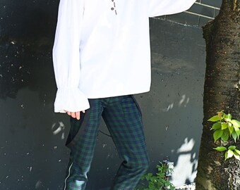 The VM Bondage Pants - Green Tartan Gothic Trousers The VM Bondage Pants - Green Tartan Gothic Trousers
