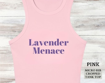 Camiseta Orgullo Lésbico, Top Corto Micro Rib Lavanda Amenaza, Divertida Camiseta Corta Retro Feminista Orgullo Lésbico, Regalo Orgullo Lésbico para Ella